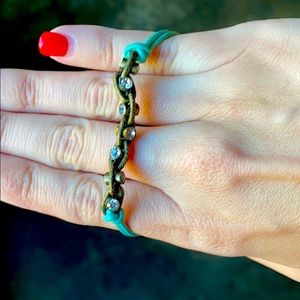 Leather and Crystal Chain Bracelet